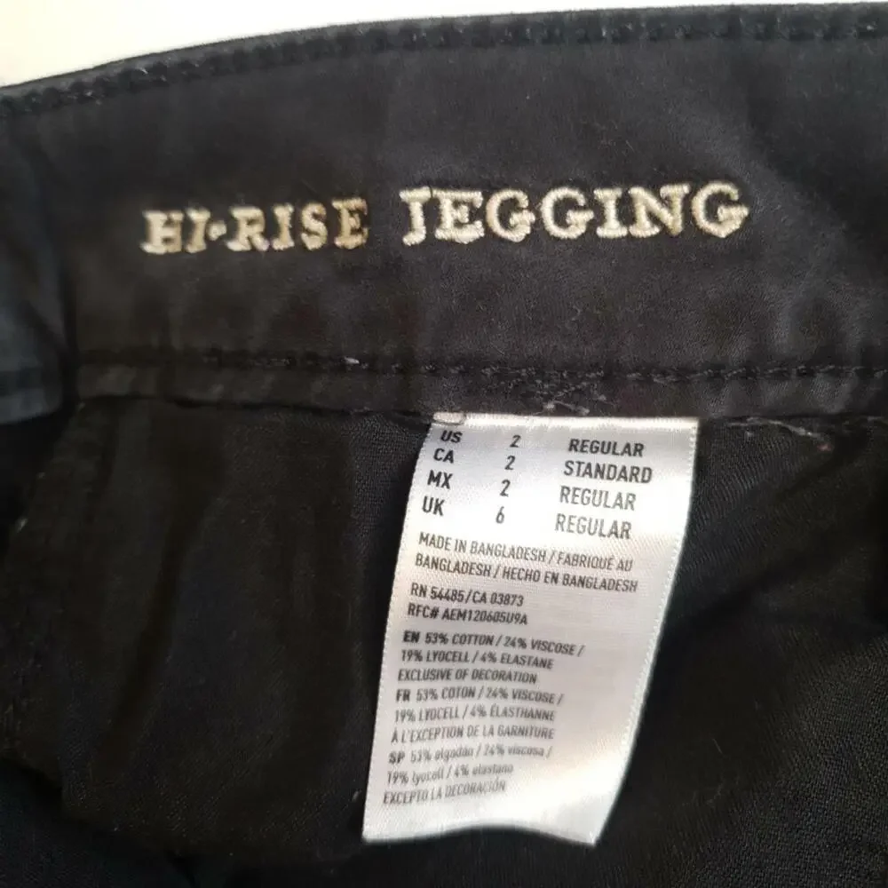 American Eagle  Jegging Womens 2 Hi Rise Super Super Stretch X Black‎ Zippers